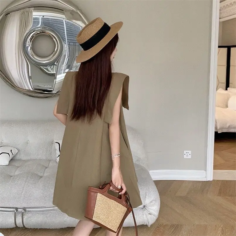 Women's Sleeveless A-Line Dress Olive Green 2024 — feature 7