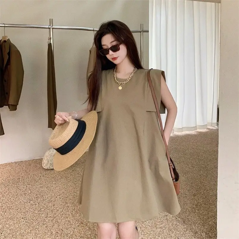 Women's Sleeveless A-Line Dress Olive Green 2024 — feature 8