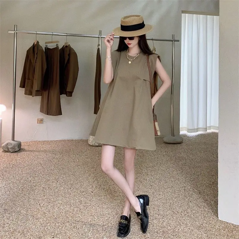 Women's Sleeveless A-Line Dress Olive Green 2024 — feature 9