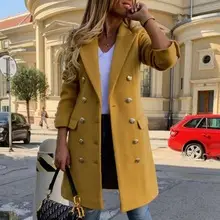 2021 Hooded Woolen Women's Coat Beige Black Trim — feature 11