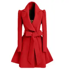 2021 Hooded Woolen Women's Coat Beige Black Trim — feature 24