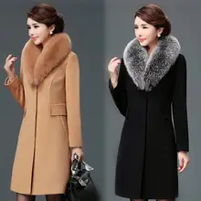 2021 Hooded Woolen Women's Coat Beige Black Trim — feature 28