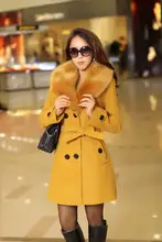 2021 Hooded Woolen Women's Coat Beige Black Trim — feature 3