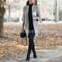 2021 Hooded Woolen Women's Coat Beige Black Trim — feature 32