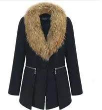 2021 Hooded Woolen Women's Coat Beige Black Trim — feature 4