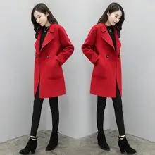 2021 Hooded Woolen Women's Coat Beige Black Trim — feature 44