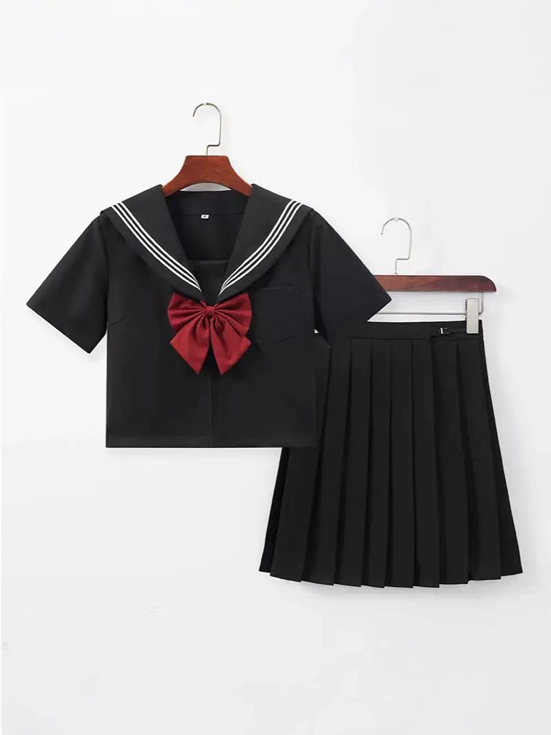 Black Pleated Sailor Skirt for Girls School