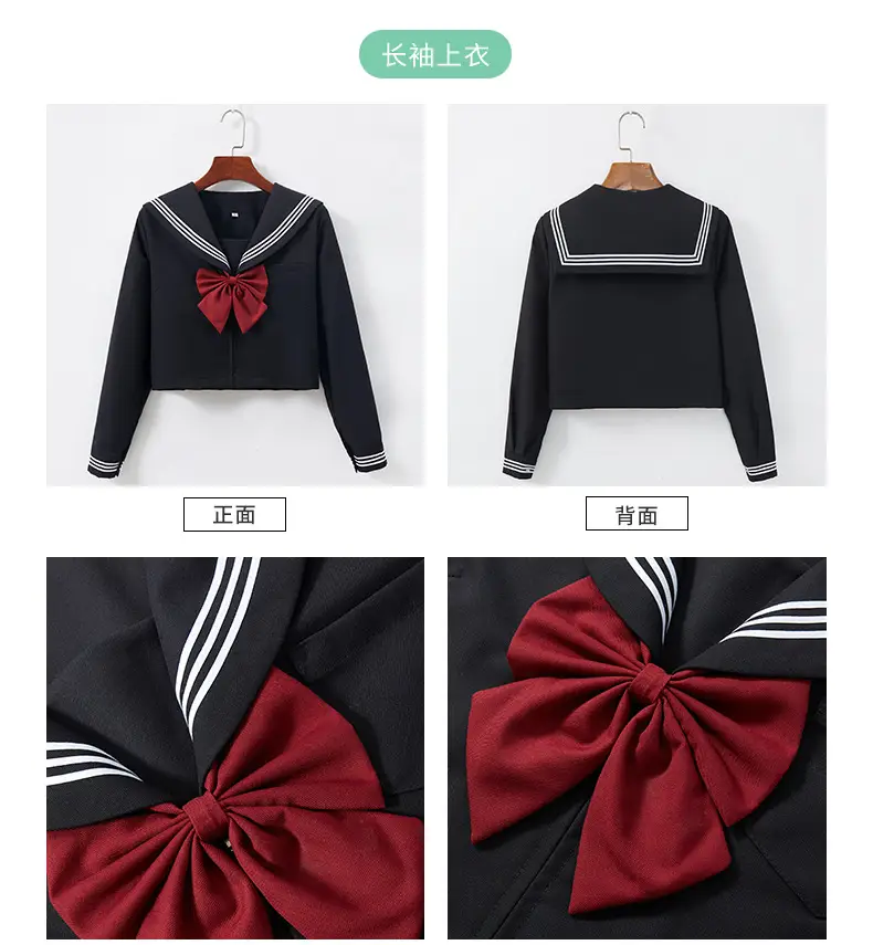 Black Pleated Sailor Skirt for Girls School — feature 11