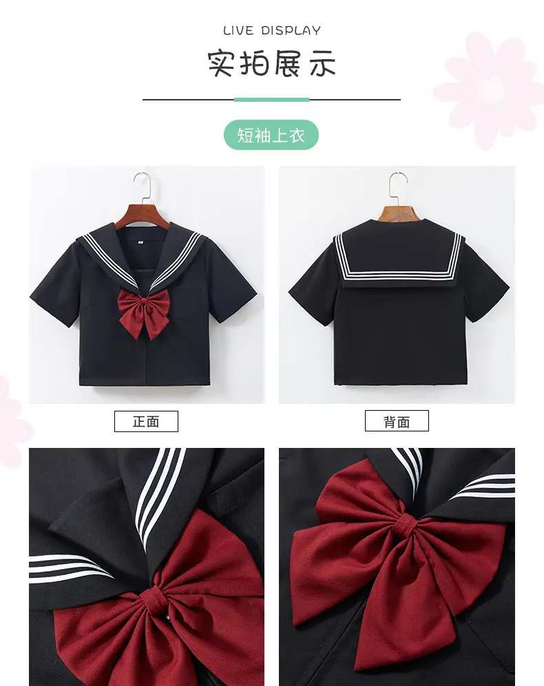 Black Pleated Sailor Skirt for Girls School — feature 9