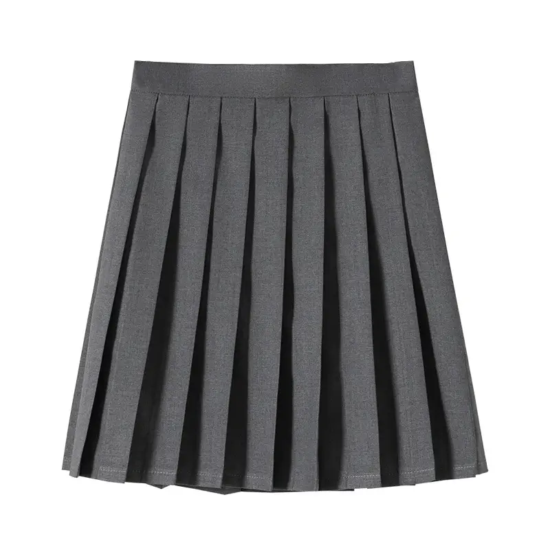 Gray Polo Button Jacket for Women with Pleated Skirt - Image 5