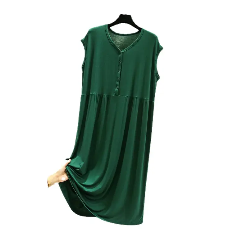 Women's Grey Sleeveless V-Neck Dress with Swing Skirt - Image 14