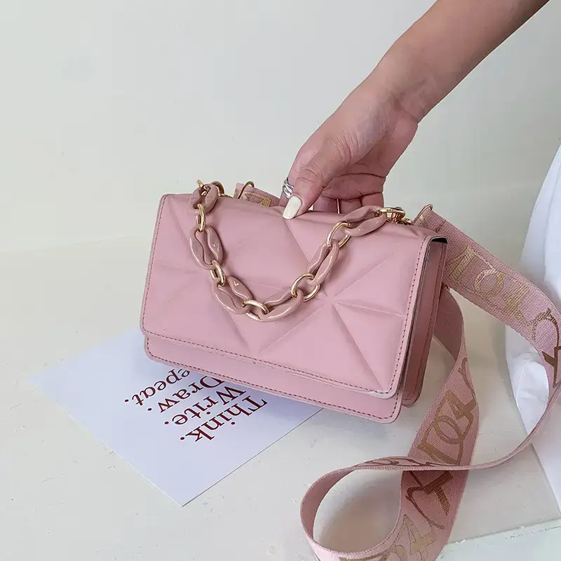 Pink Quilted Shoulder Crossbody Bag for Women
