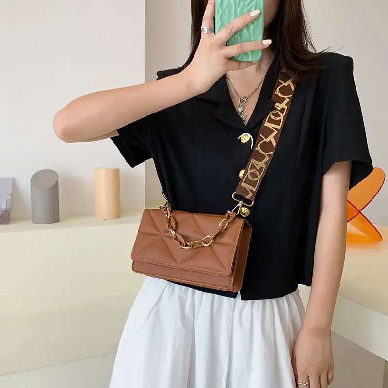 Pink Quilted Shoulder Crossbody Bag for Women