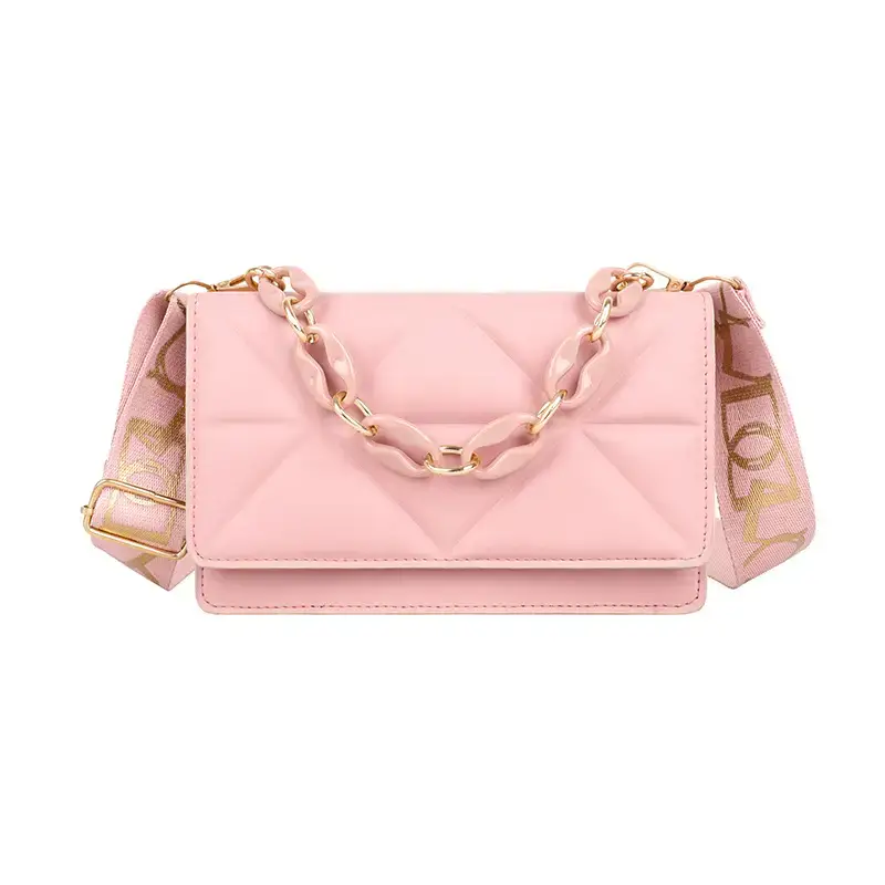 Pink Quilted Shoulder Crossbody Bag for Women