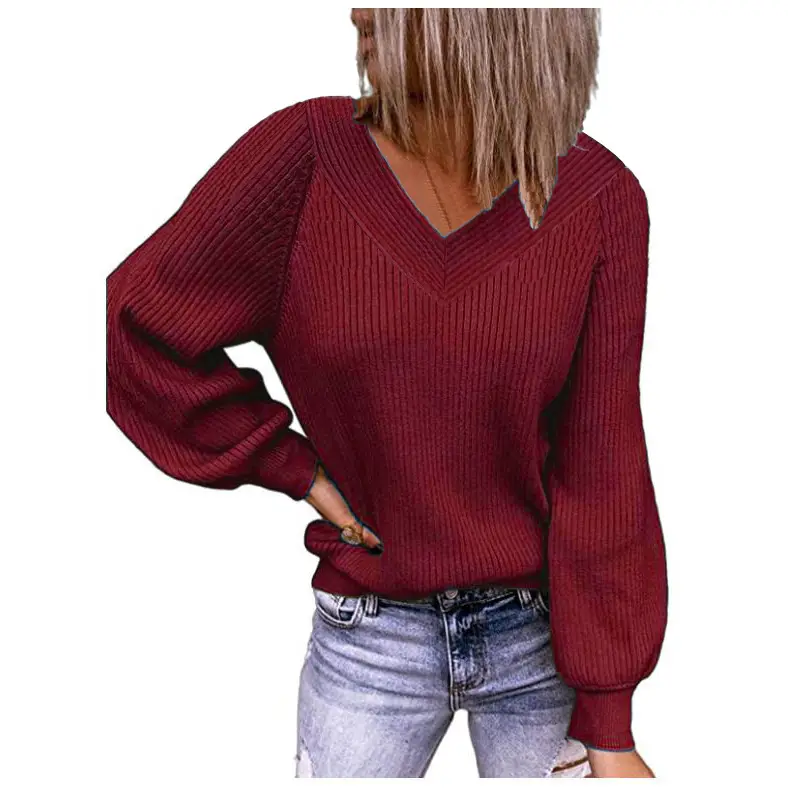 2021 Black V Neck Knit Pullover Large Women - Image 7