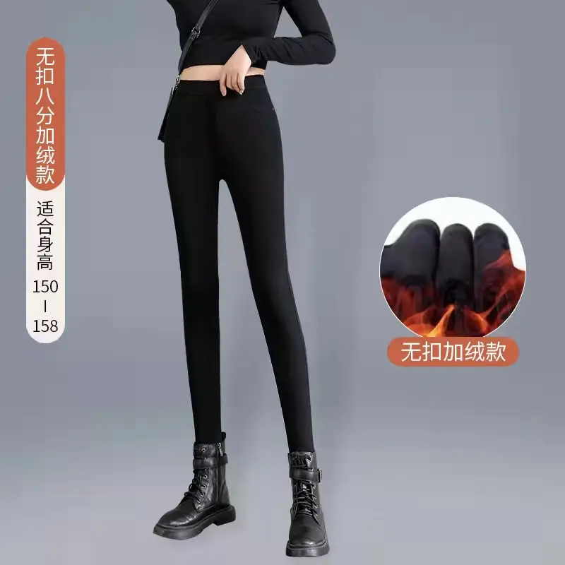 Women Velvet Leggings Black Large High Waist Elastic - Image 10