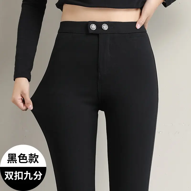 Women Velvet Leggings Black Large High Waist Elastic - Image 16
