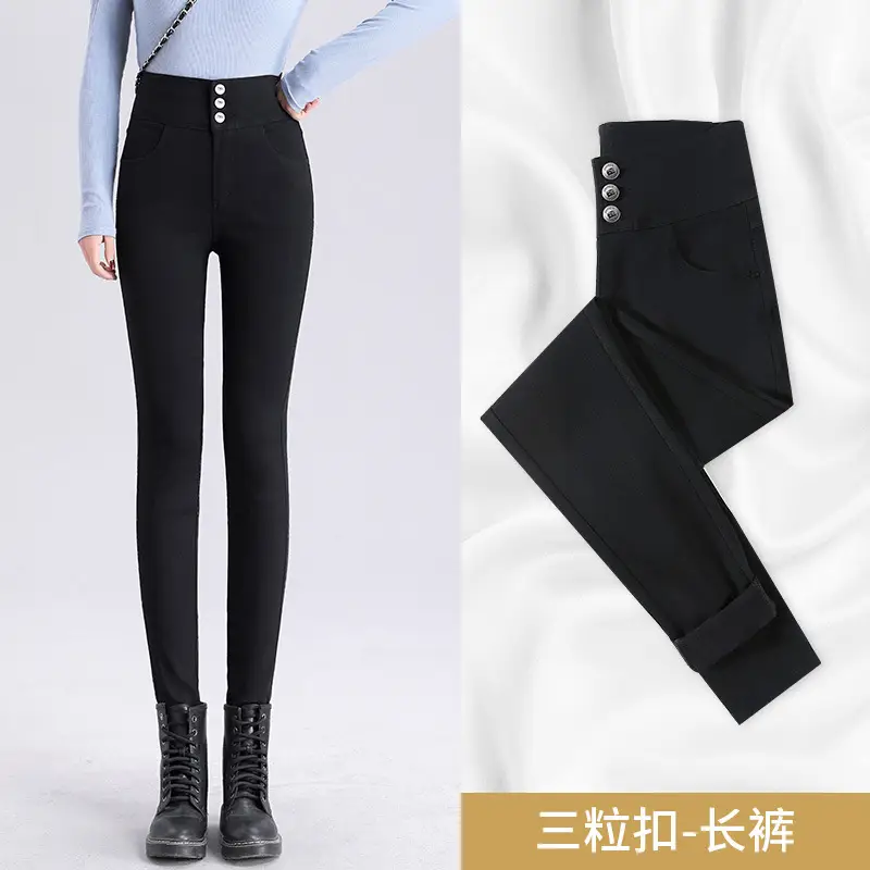 Women Velvet Leggings Black Large High Waist Elastic - Image 20