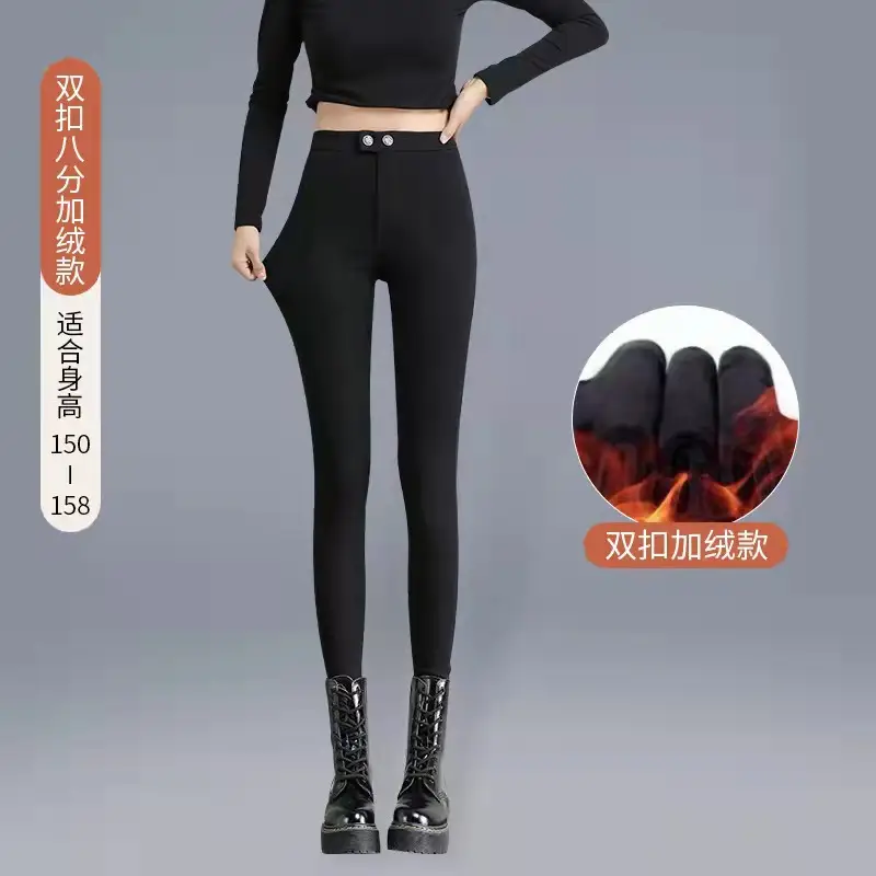 Women Velvet Leggings Black Large High Waist Elastic - Image 6