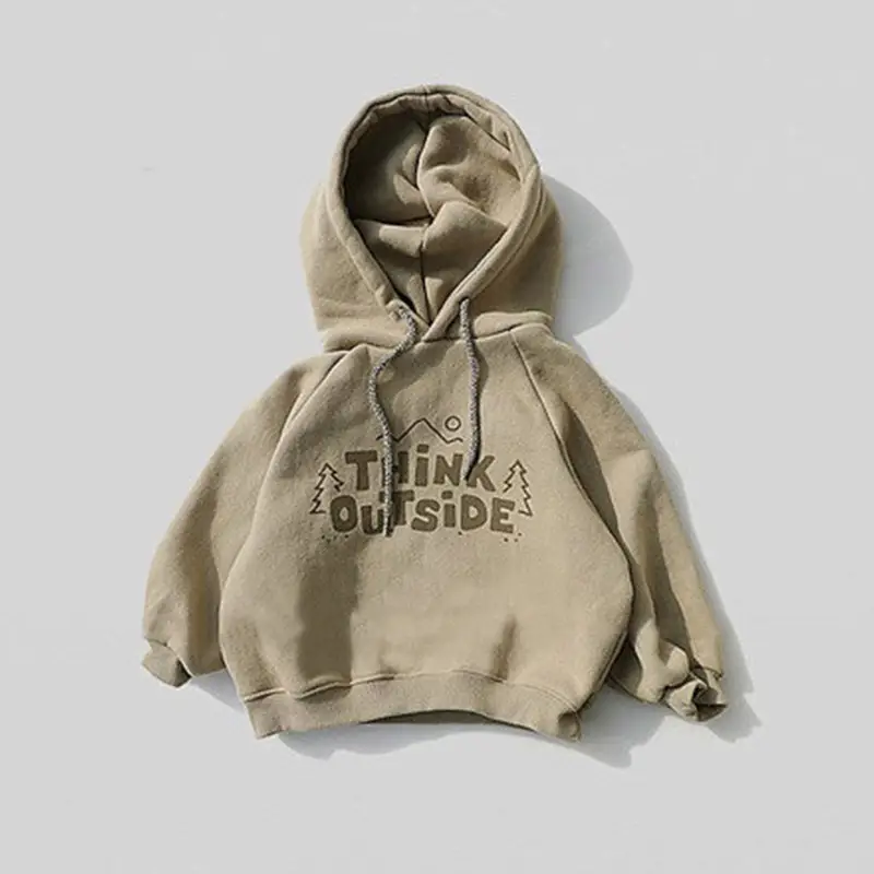 Korean Hoodie for Kids Fleece Warm Beige