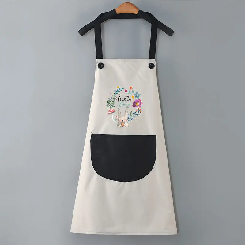 Women's Japanese Style Waterproof Kitchen Apron Black Red - Image 7