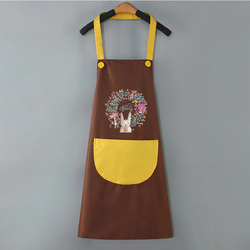 Women's Japanese Style Waterproof Kitchen Apron Black Red - Image 8