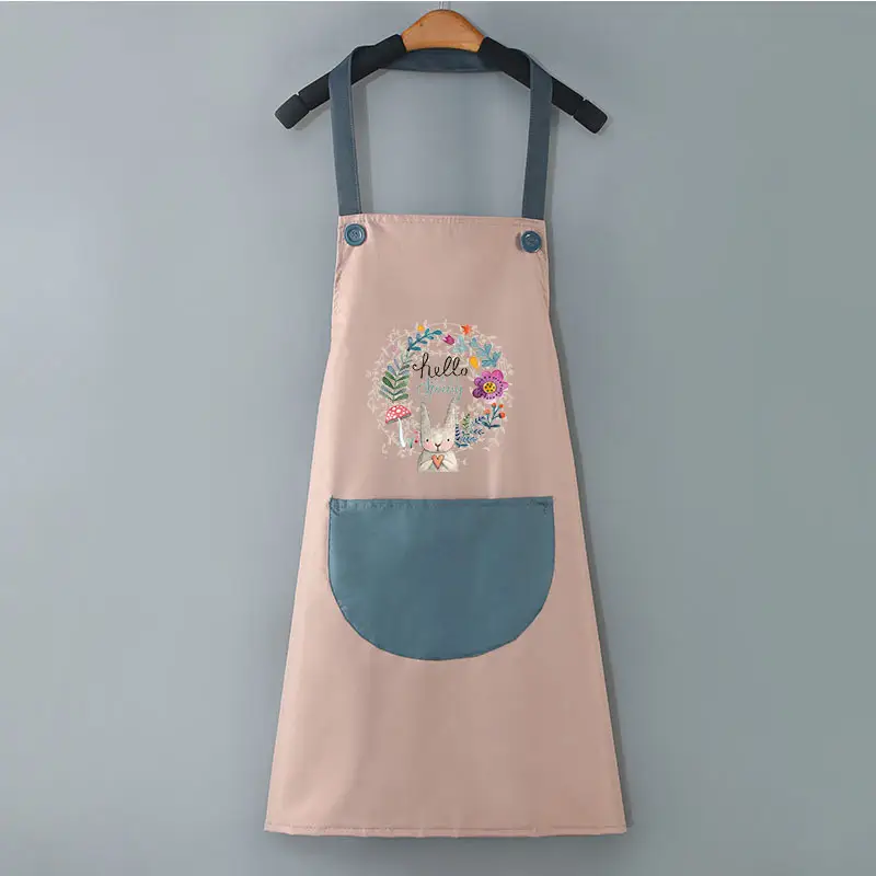 Women's Japanese Style Waterproof Kitchen Apron Black Red - Image 9