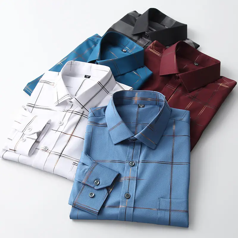 Blue Fitted Men's Business Shirt with Button Details - Image 9
