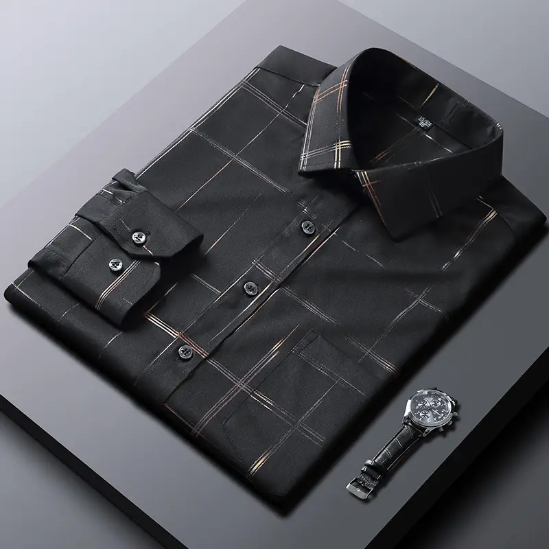 Blue Fitted Men's Business Shirt with Button Details - Image 3
