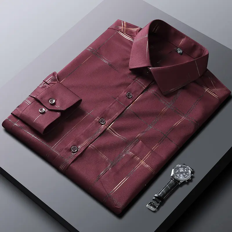 Blue Fitted Men's Business Shirt with Button Details - Image 5