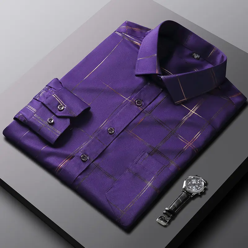 Blue Fitted Men's Business Shirt with Button Details - Image 7