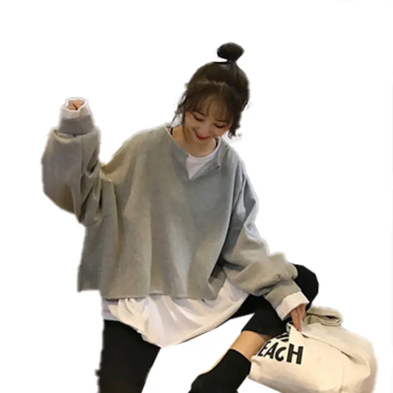2025 Korean Style Loose Grey Sweatshirt Women - Image 7
