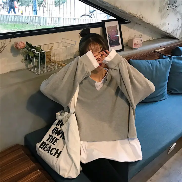 2025 Korean Style Loose Grey Sweatshirt Women — feature 12