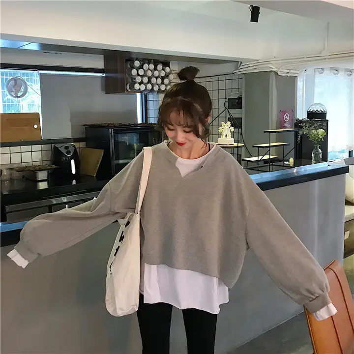 2025 Korean Style Loose Grey Sweatshirt Women — feature 13