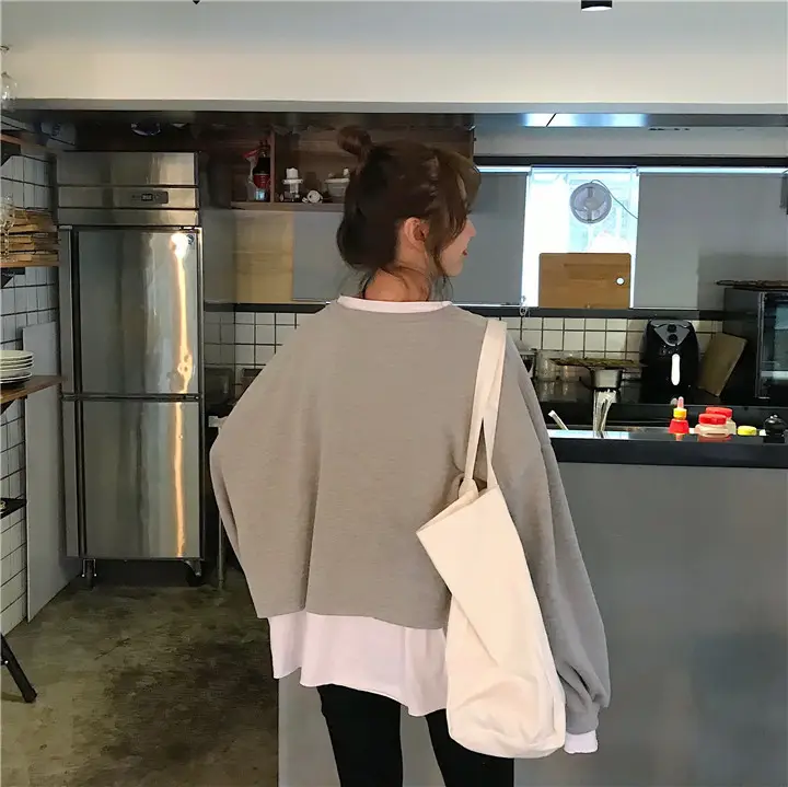2025 Korean Style Loose Grey Sweatshirt Women — feature 4