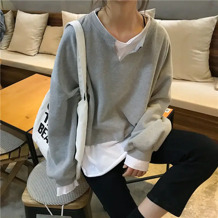 2025 Korean Style Loose Grey Sweatshirt Women — feature 5