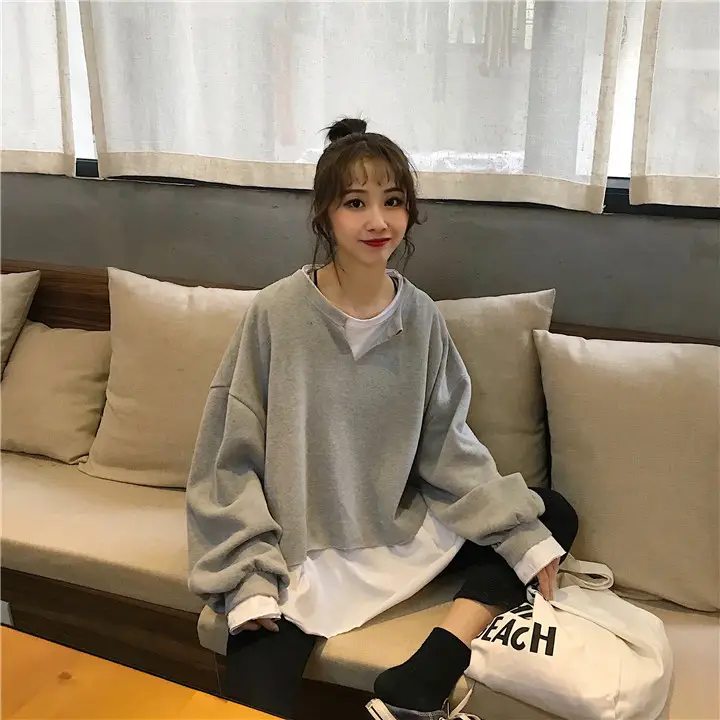 2025 Korean Style Loose Grey Sweatshirt Women — feature 6