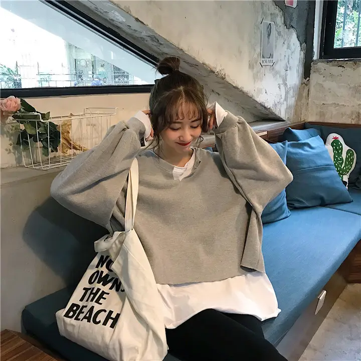 2025 Korean Style Loose Grey Sweatshirt Women — feature 7