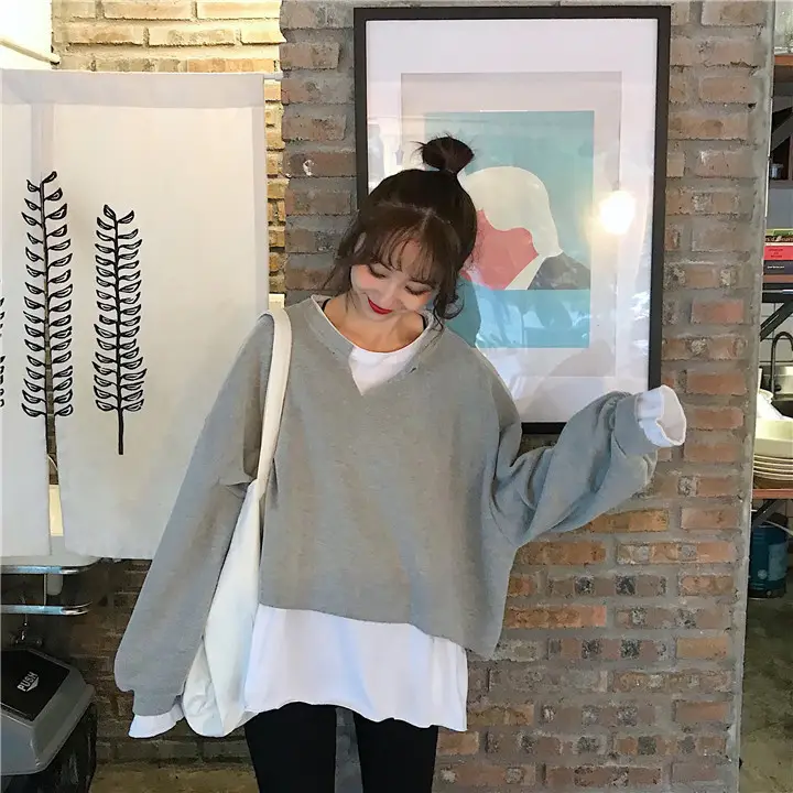2025 Korean Style Loose Grey Sweatshirt Women — feature 8