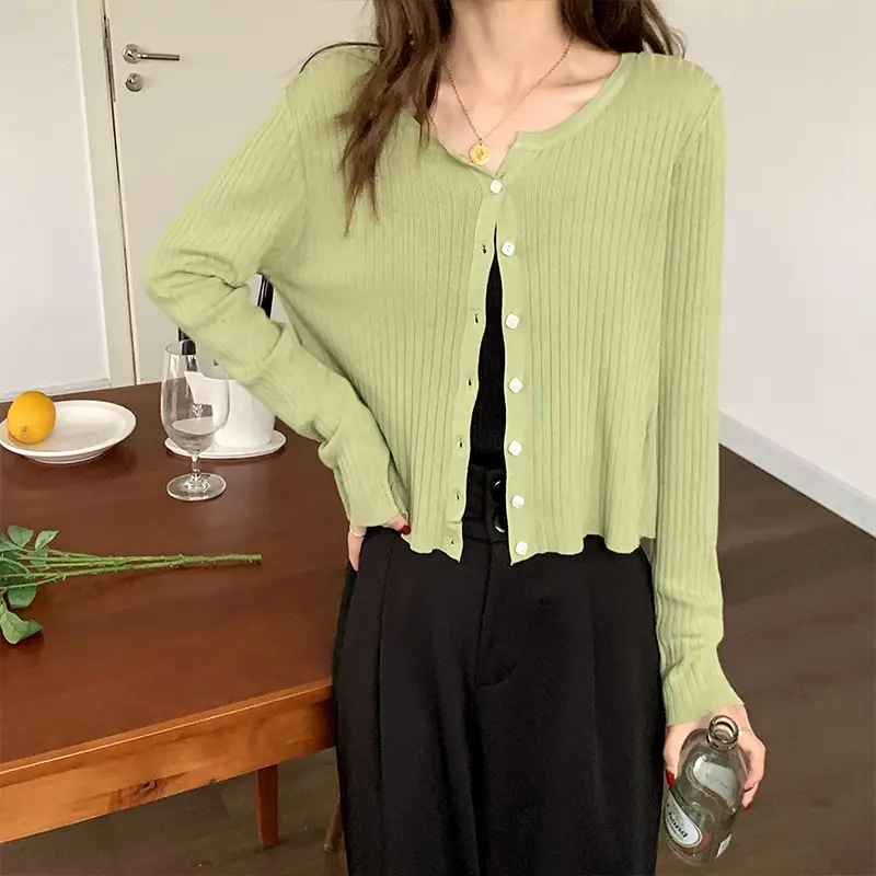 Pink Knit Cardigan Women's Autumn Wear - Image 2