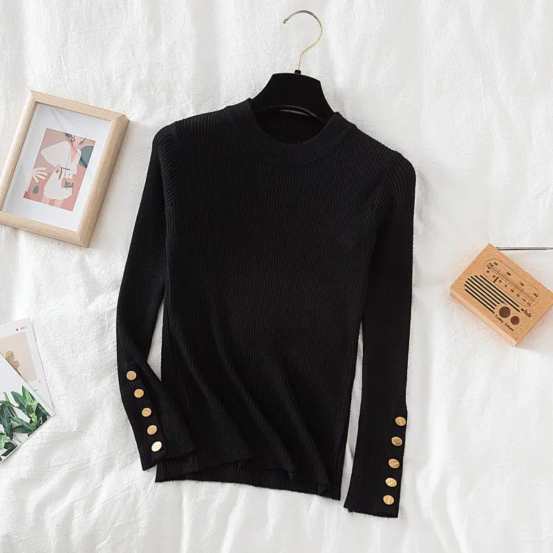 Black Half Turtleneck Knitwear for Women - Image 16
