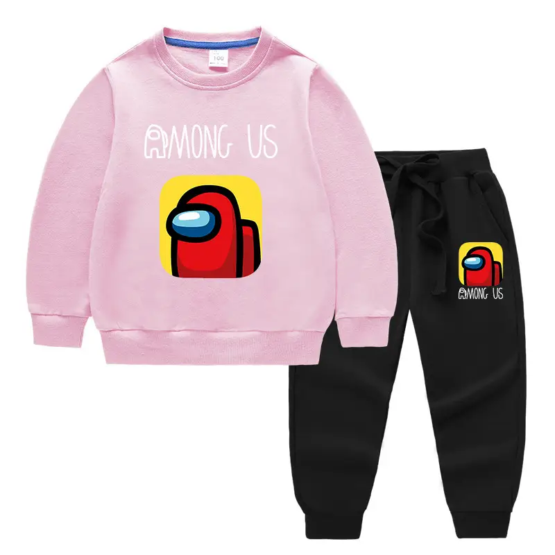 Kids Among Us Cotton Sweatpants Set Purple Grey - Image 2