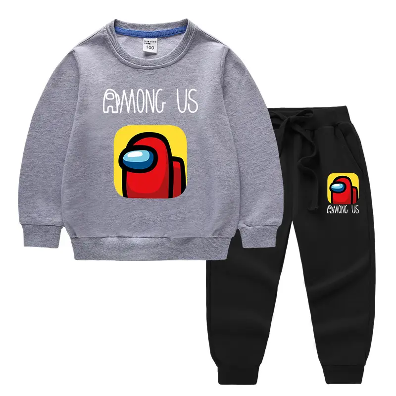 Kids Among Us Cotton Sweatpants Set Purple Grey - Image 4