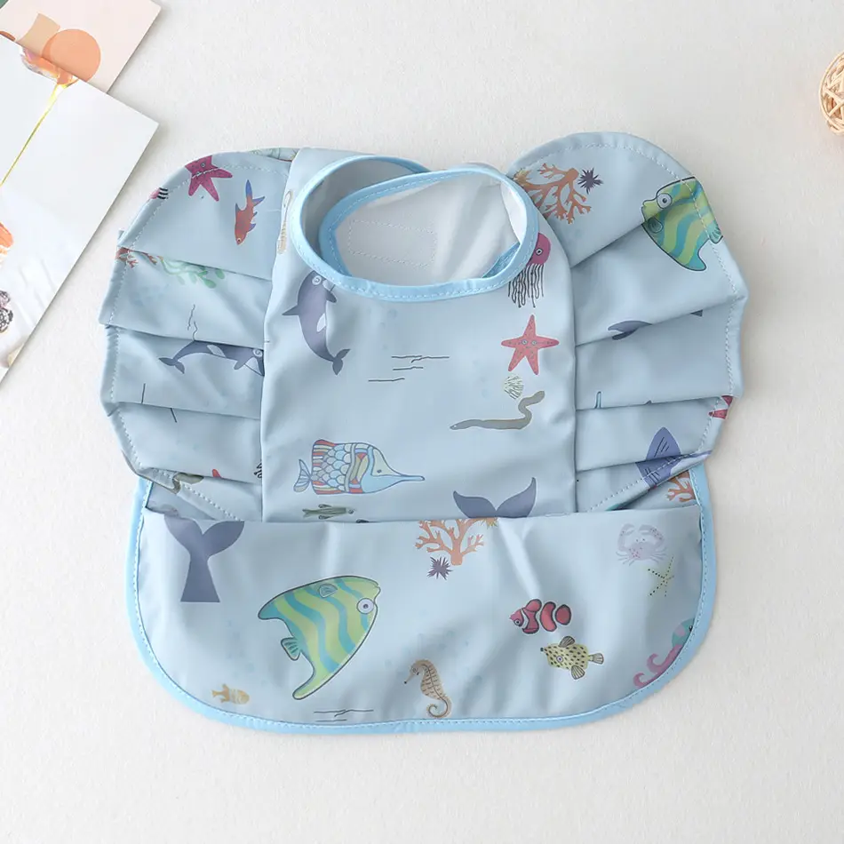 PU Waterproof Baby Food Bib with Anti-Spit Pocket - Image 14
