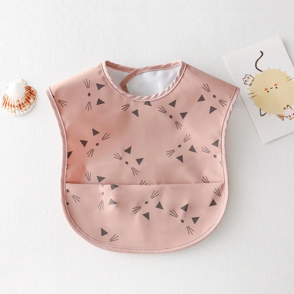 PU Waterproof Baby Food Bib with Anti-Spit Pocket - Image 84