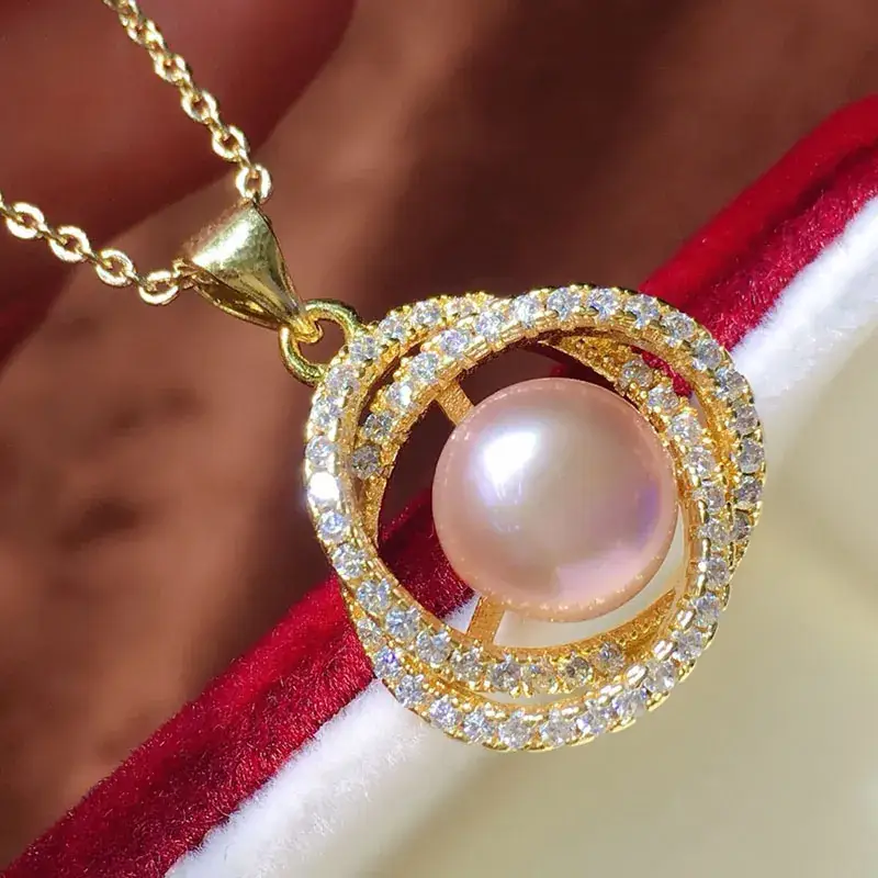 2021 Freshwater Pearl Suit Women's 8-9mm Pink Gold Craft - Image 5