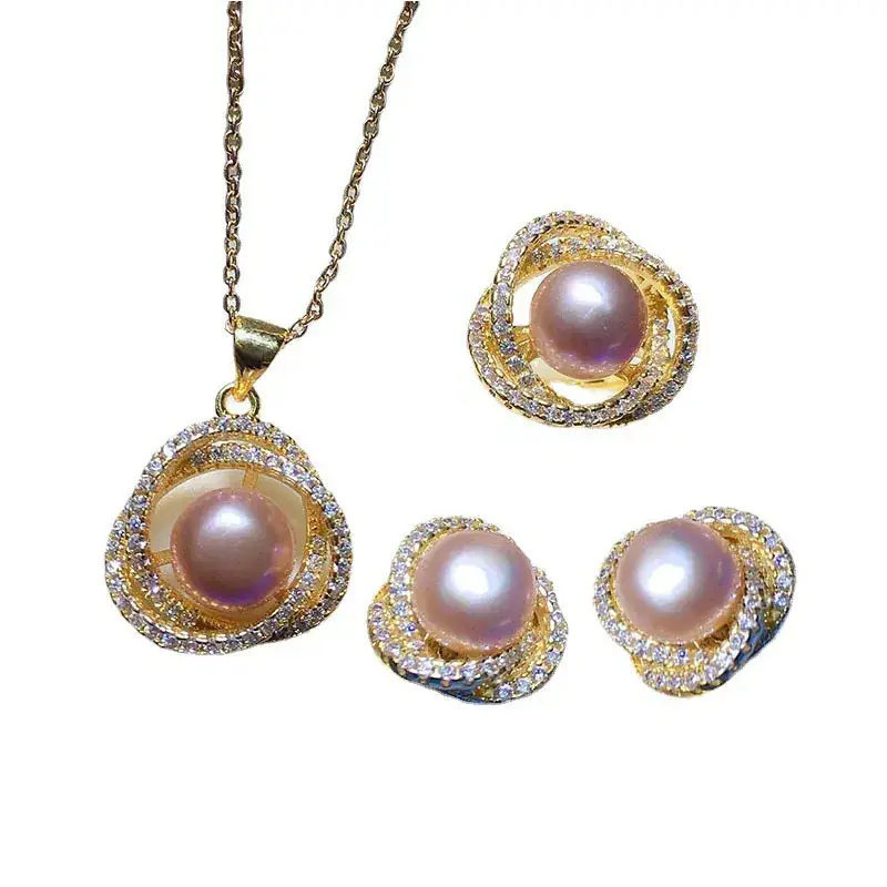 2021 Freshwater Pearl Suit Women's 8-9mm Pink Gold Craft - Image 8