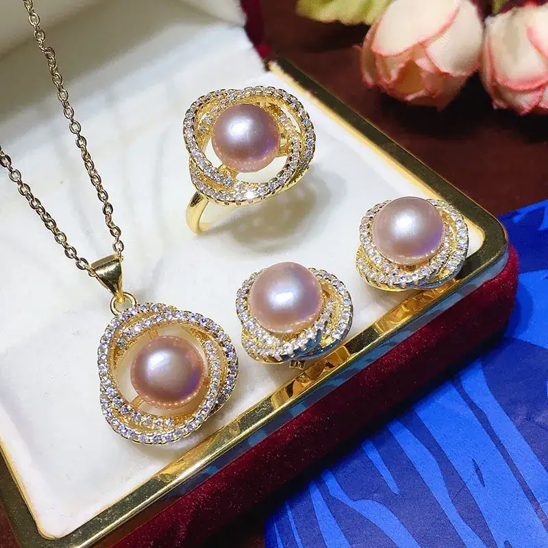 2021 Freshwater Pearl Suit Women's 8-9mm Pink Gold Craft - Image 2