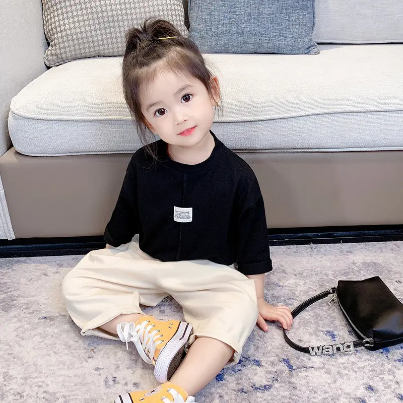 Girls Labeling T-Shirt Baggy Pants Casual Wear 2024 - Image 9