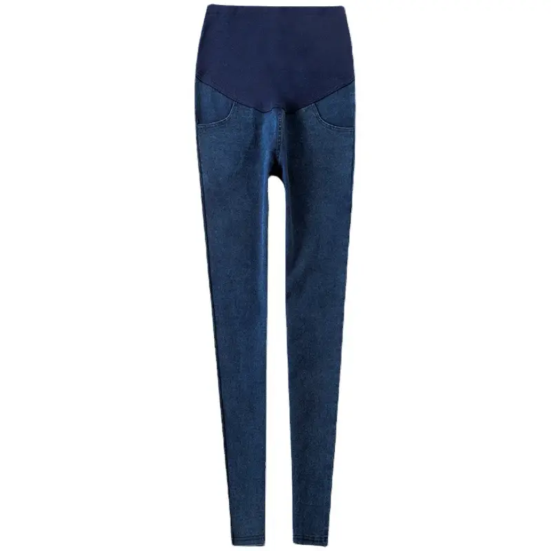 Spring Maternity Pants Stretch Denim Blue Washed Small Feet Belly Support - Image 5